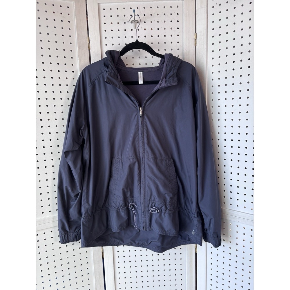 Gap Body Fit Jersey Lined Blue Zip Windbreaker Lightweight Jacket Hood Women's L